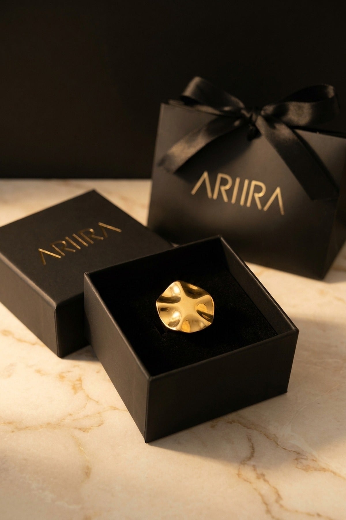 gold Sunny Gold Tone Abstract Wavy Statement