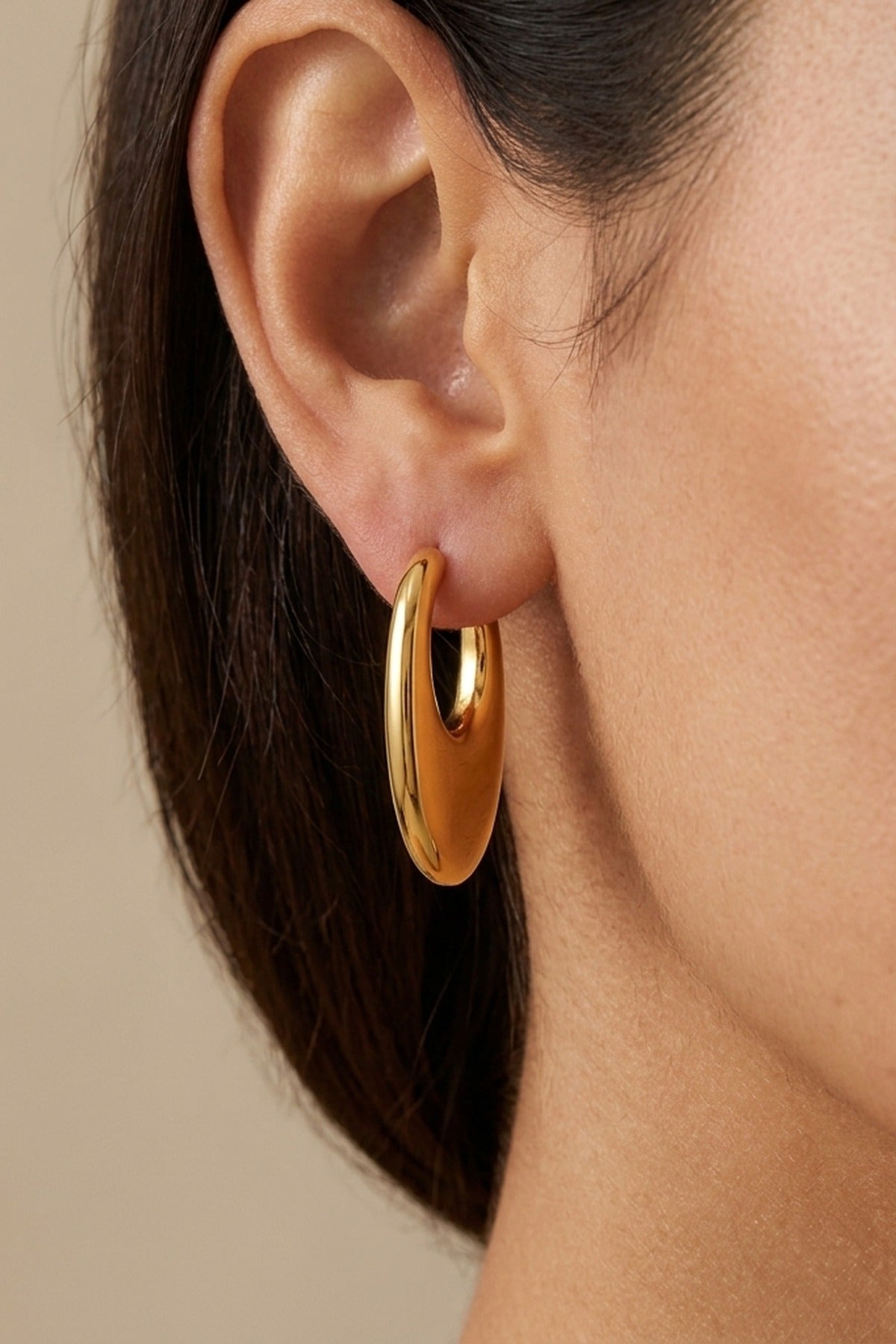 gold Talulah Sculptural Open Hoop Earrings