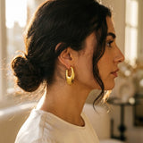 gold Talulah Sculptural Open Hoop Earrings