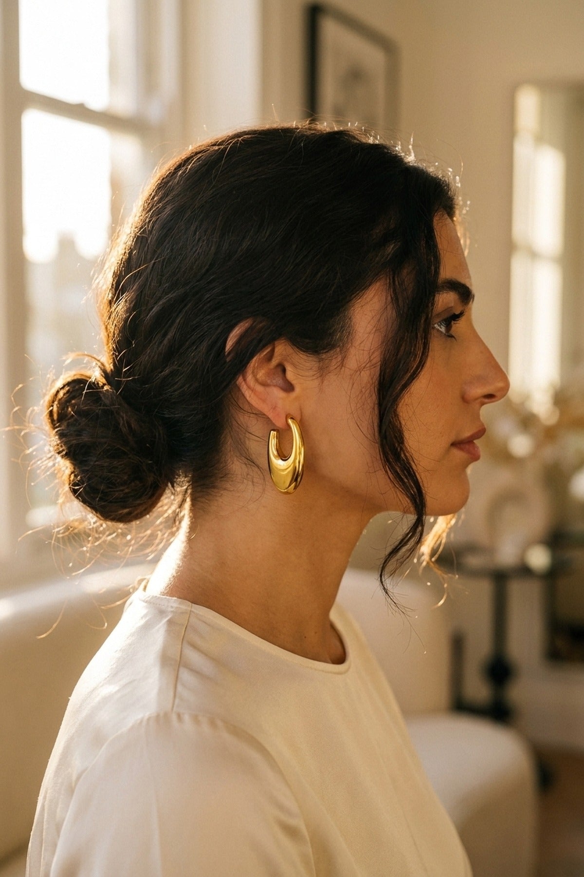 gold Talulah Sculptural Open Hoop Earrings