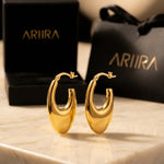 gold Talulah Sculptural Open Hoop Earrings