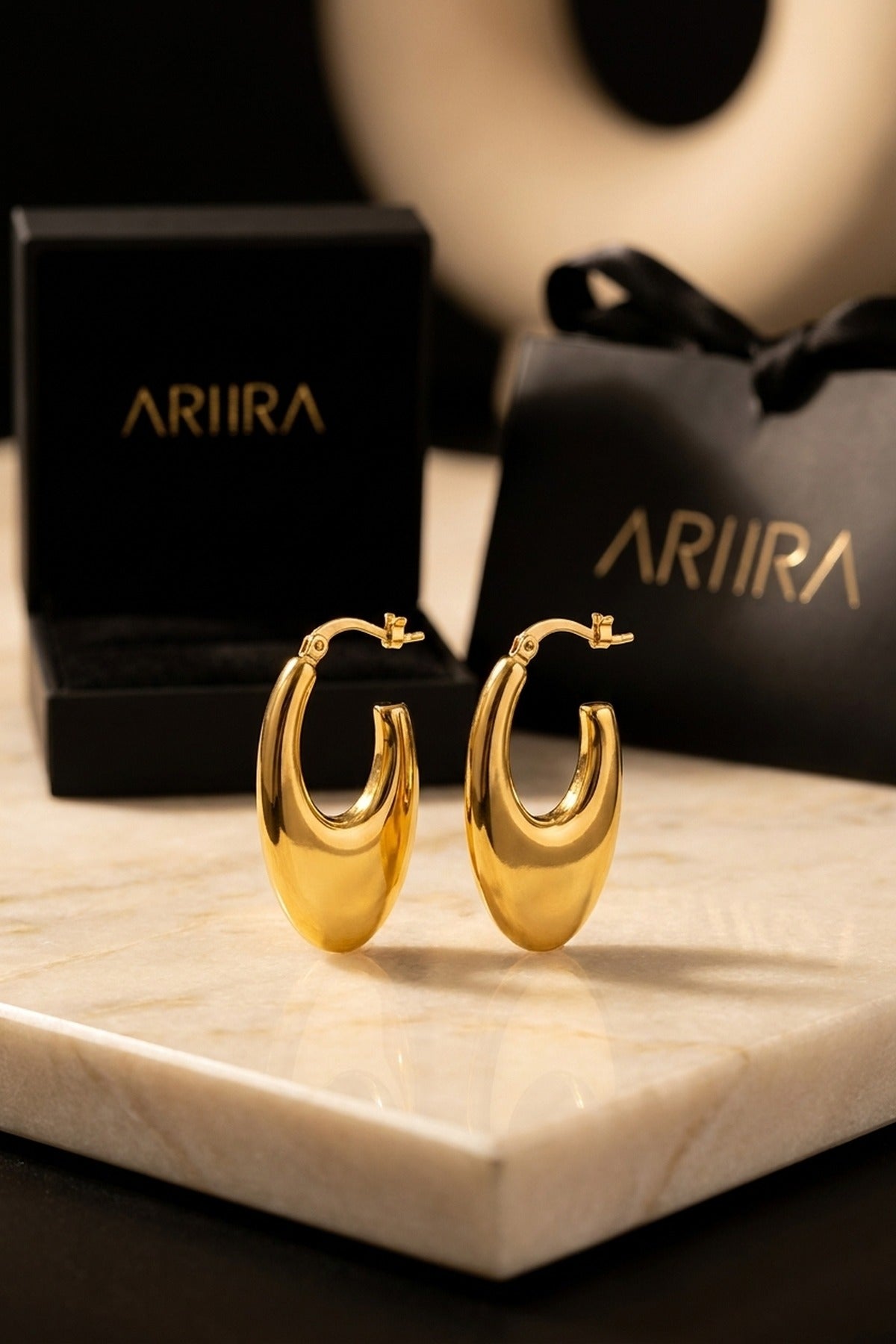 gold Talulah Sculptural Open Hoop Earrings