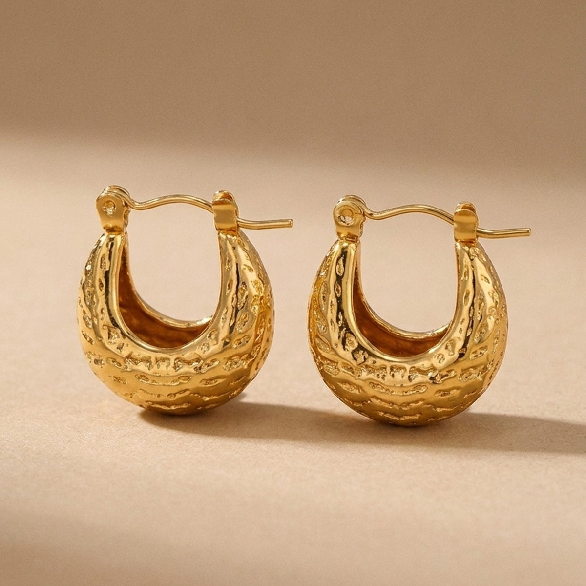 Gold Tova Gold Tone Textured Crescent Hoop