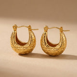 Gold Tova Gold Tone Textured Crescent Hoop