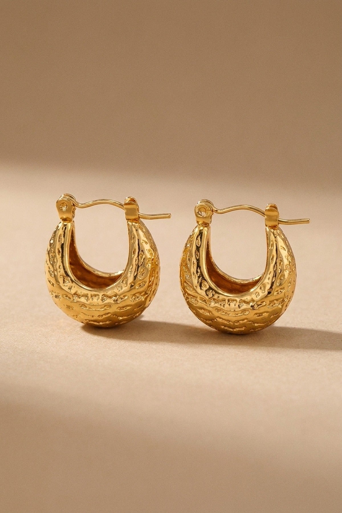 Gold Tova Gold Tone Textured Crescent Hoop