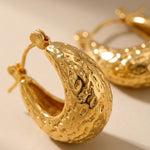 Gold Tova Gold Tone Textured Crescent Hoop
