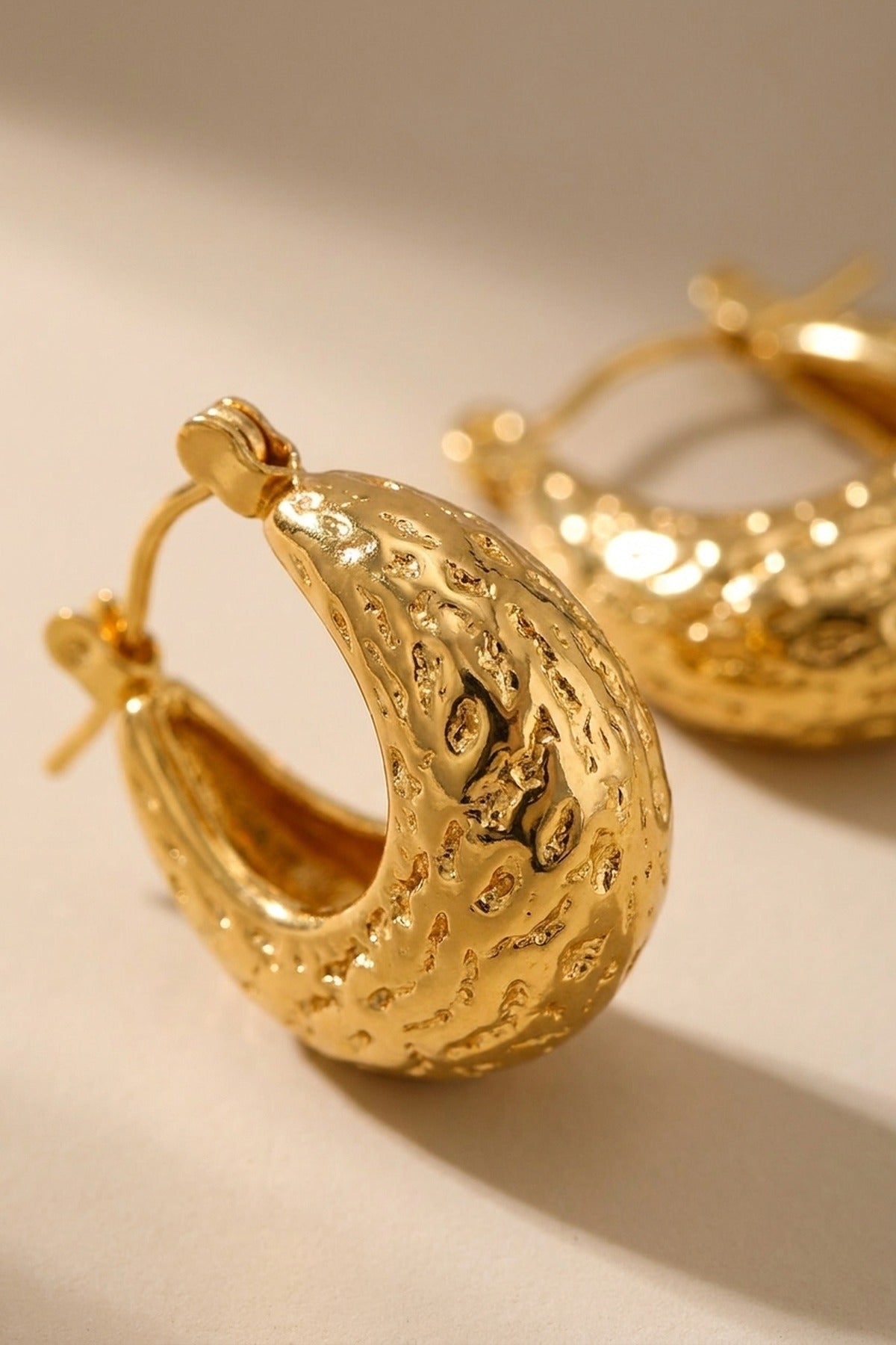 Gold Tova Gold Tone Textured Crescent Hoop