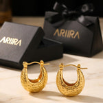Gold Tova Gold Tone Textured Crescent Hoop