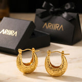 Gold Tova Gold Tone Textured Crescent Hoop