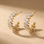 Gold Twyla Marquise Crystal C Hoop Earrings
