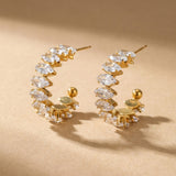 Gold Twyla Marquise Crystal C Hoop Earrings
