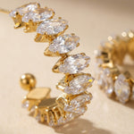 Gold Twyla Marquise Crystal C Hoop Earrings