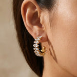 Gold Twyla Marquise Crystal C Hoop Earrings