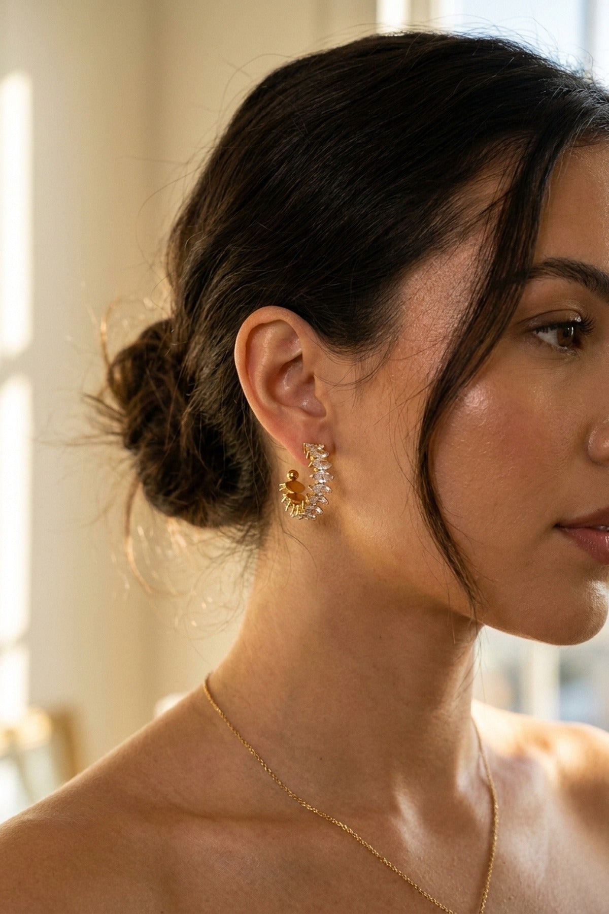 Gold Twyla Marquise Crystal C Hoop Earrings