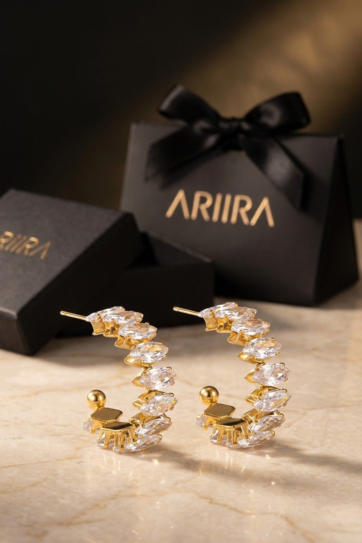Twyla Marquise Crystal C Hoop Earrings packaging