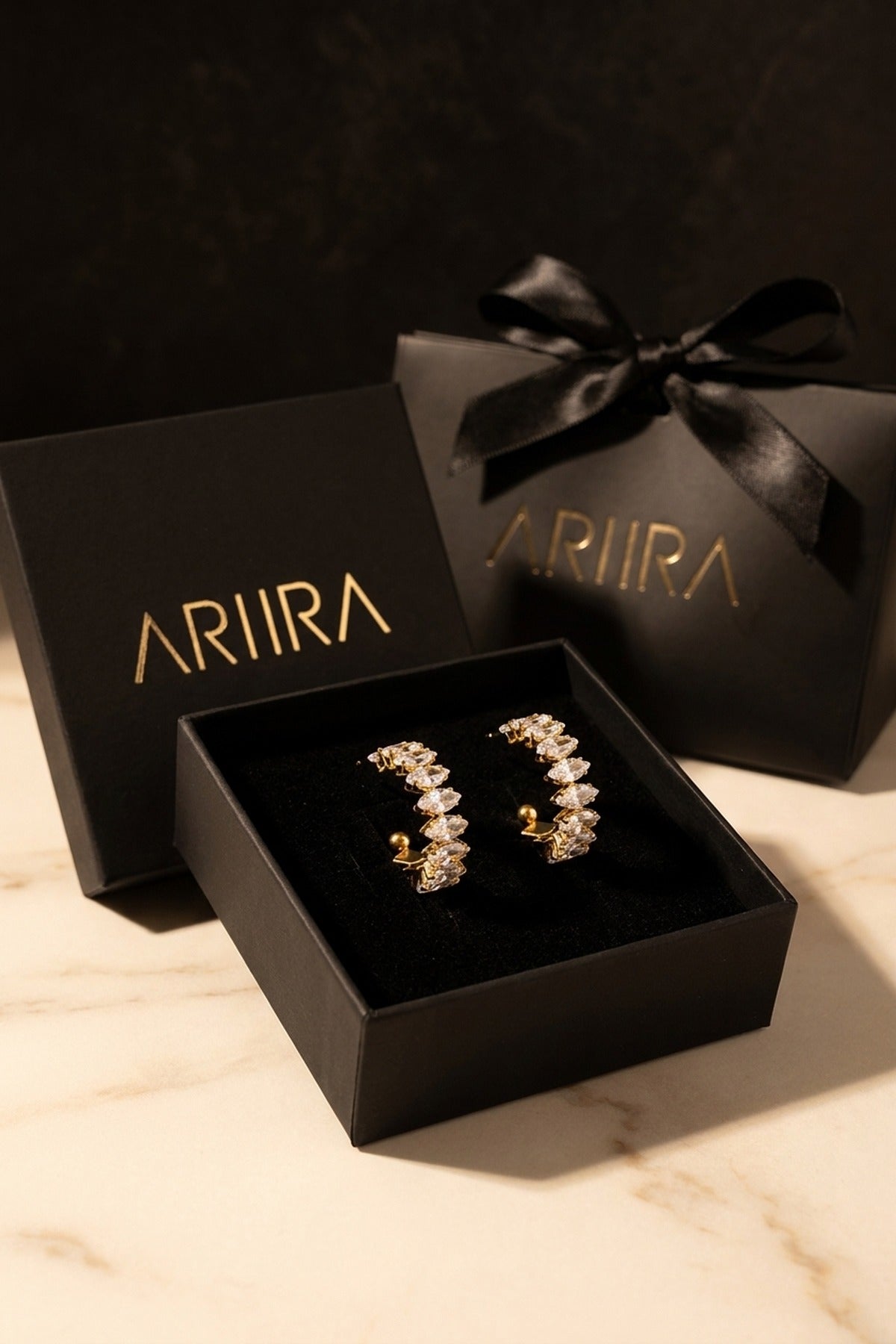 Twyla Marquise Crystal C Hoop Earrings packaging