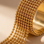gold Imani Wide Beaded Mesh Ring