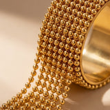 gold Imani Wide Beaded Mesh Ring