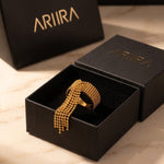 gold Imani Wide Beaded Mesh Ring