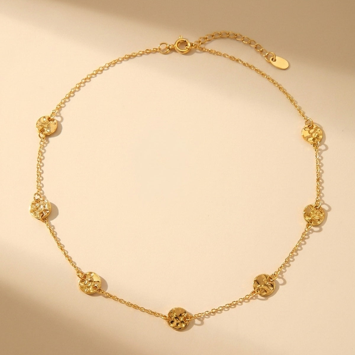 gold Isadora Hammered Disc Station Necklace