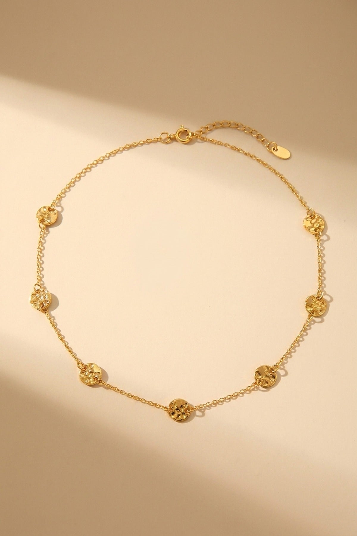gold Isadora Hammered Disc Station Necklace