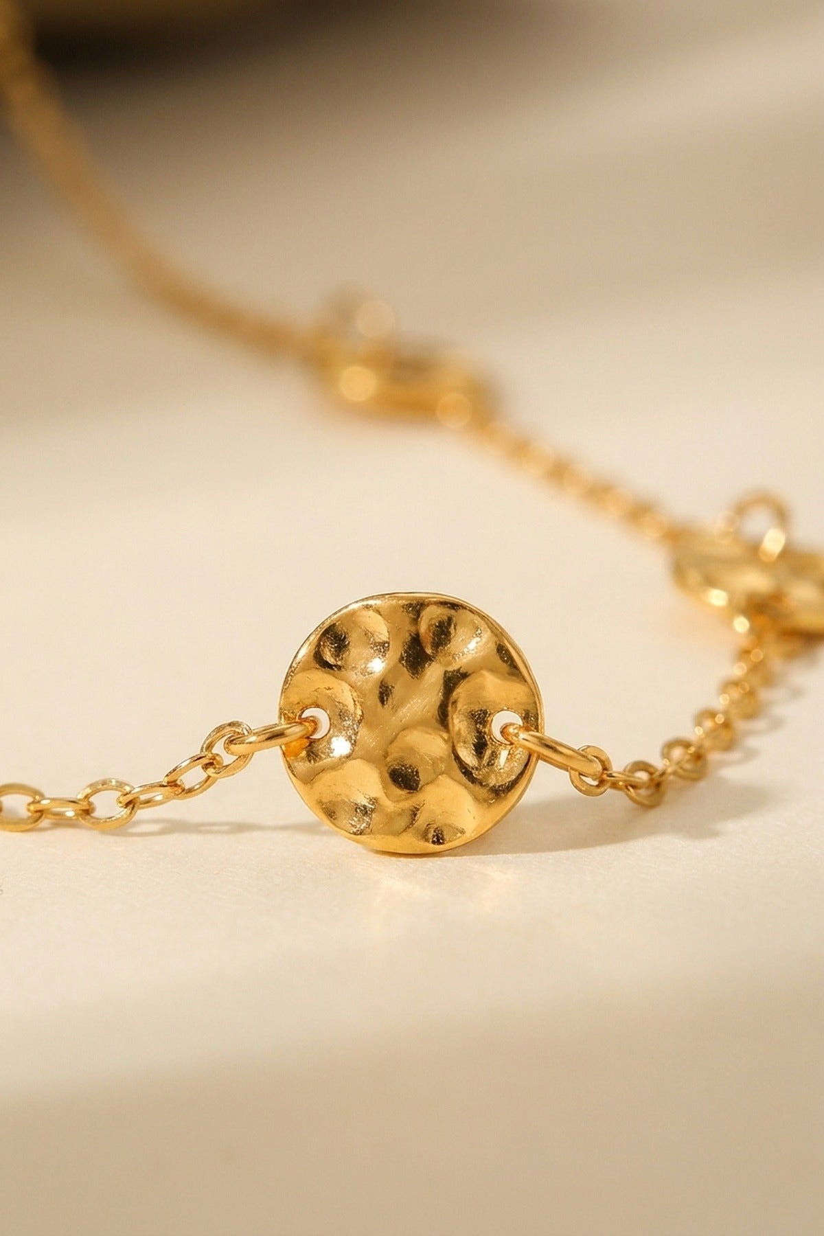 gold Isadora Hammered Disc Station Necklace