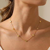 gold Isadora Hammered Disc Station Necklace