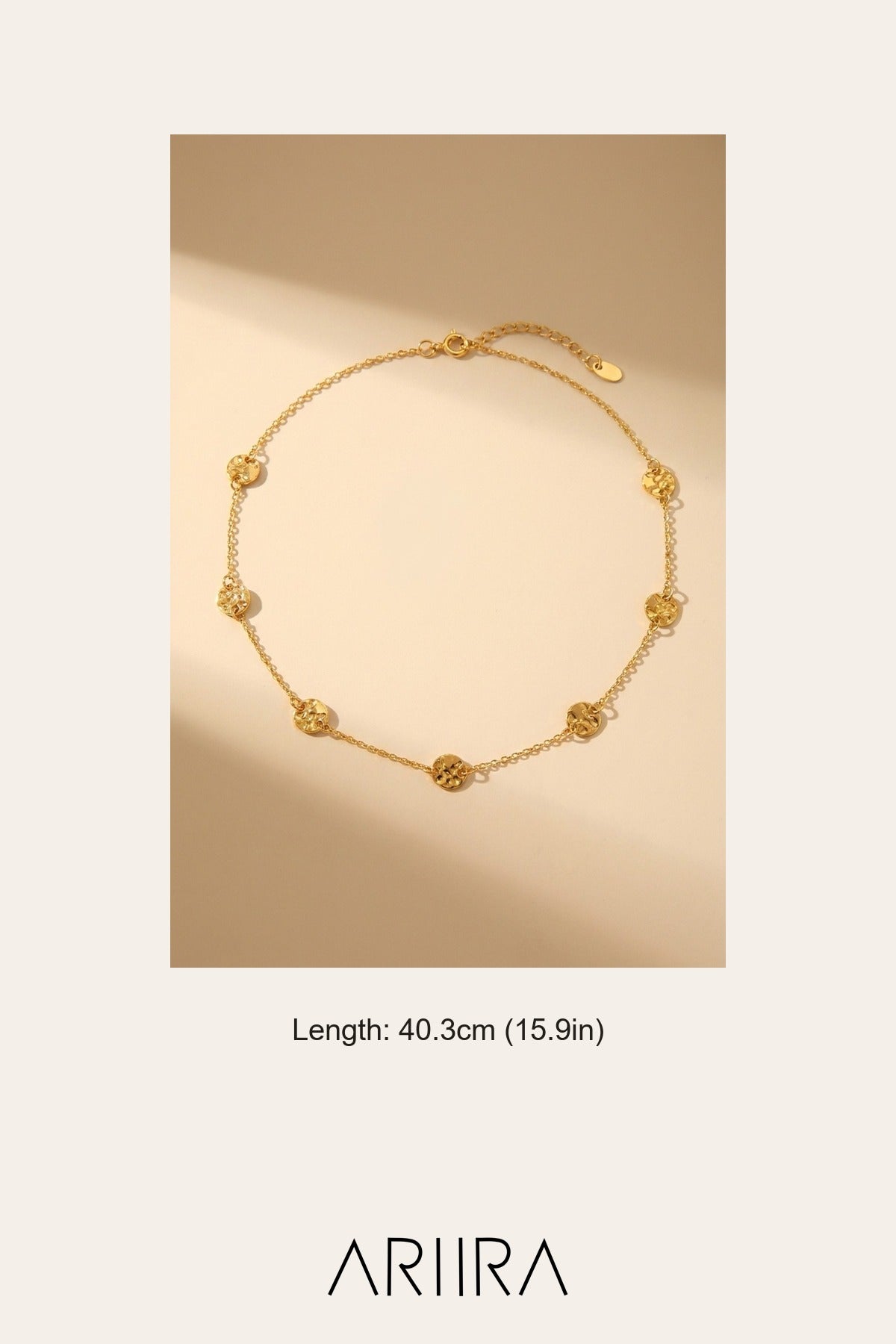 gold Isadora Hammered Disc Station Necklace