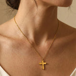 Gold Letitia Gold Tone Cross Pendant Necklace
