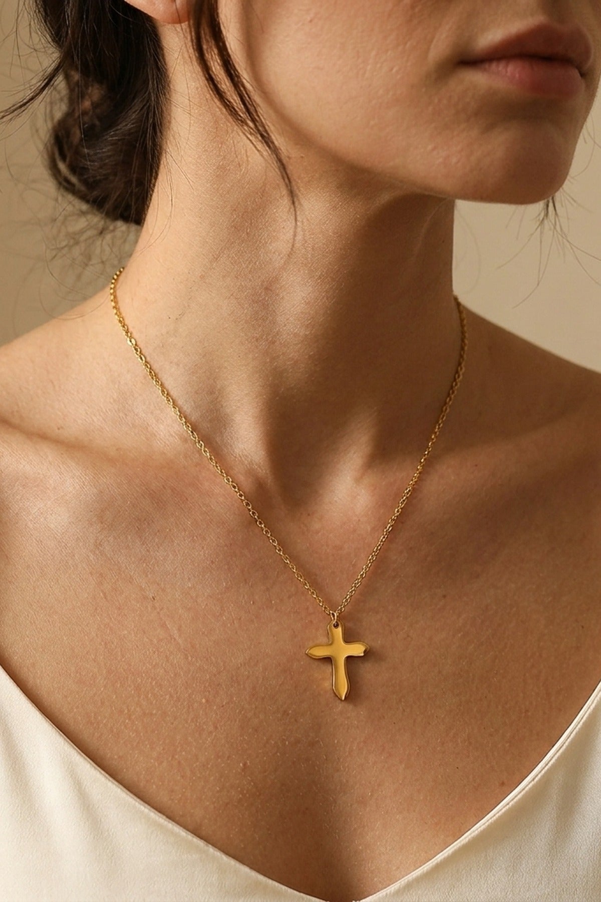 Gold Letitia Gold Tone Cross Pendant Necklace
