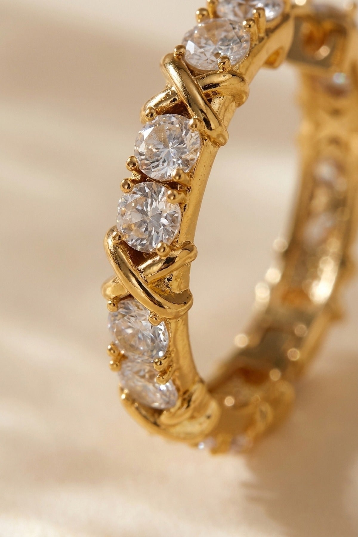 gold Lorelei Gold Tone Crystal Criss Cross