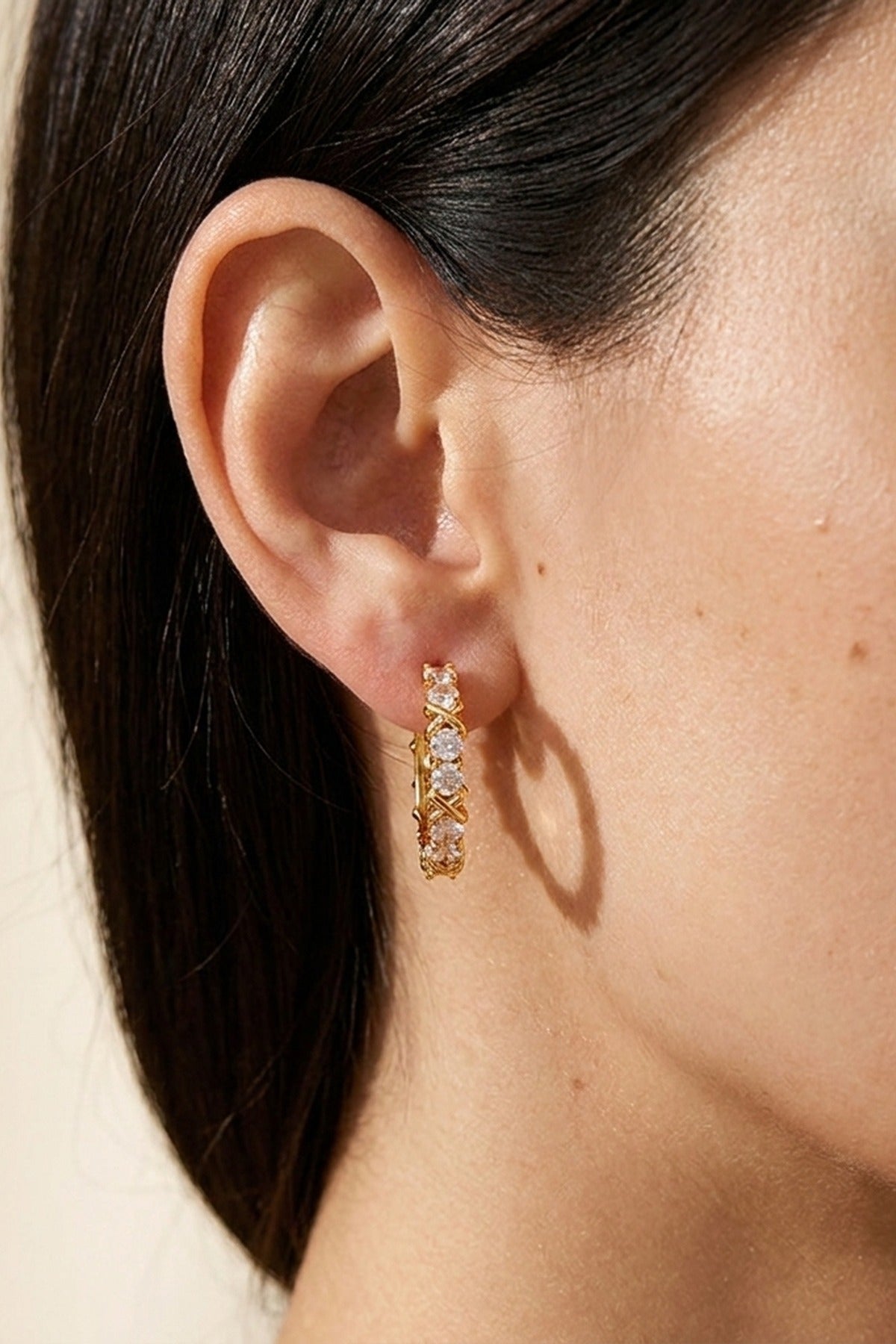 gold Lorelei Gold Tone Crystal Criss Cross