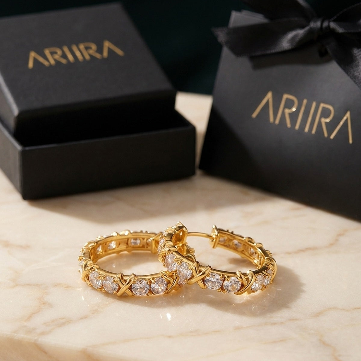 gold Lorelei Gold Tone Crystal Criss Cross