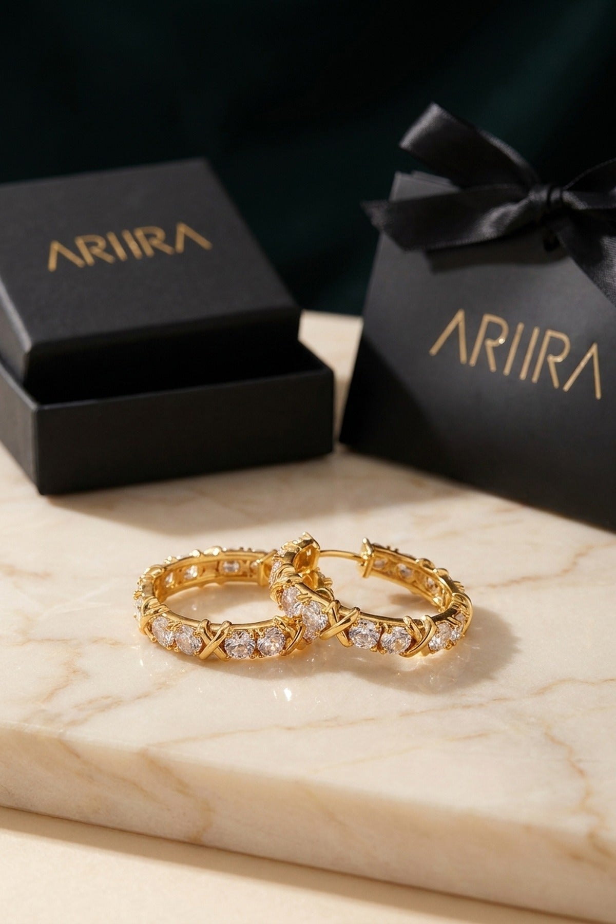 gold Lorelei Gold Tone Crystal Criss Cross