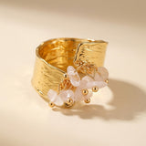 White Madum Natural Stone Adjustable Ring