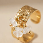 White Madum Natural Stone Adjustable Ring