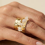 White Madum Natural Stone Adjustable Ring