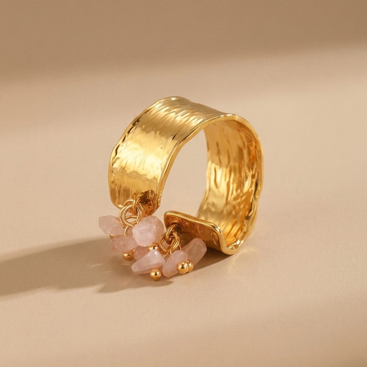 Pink Madum Natural Stone Adjustable Ring