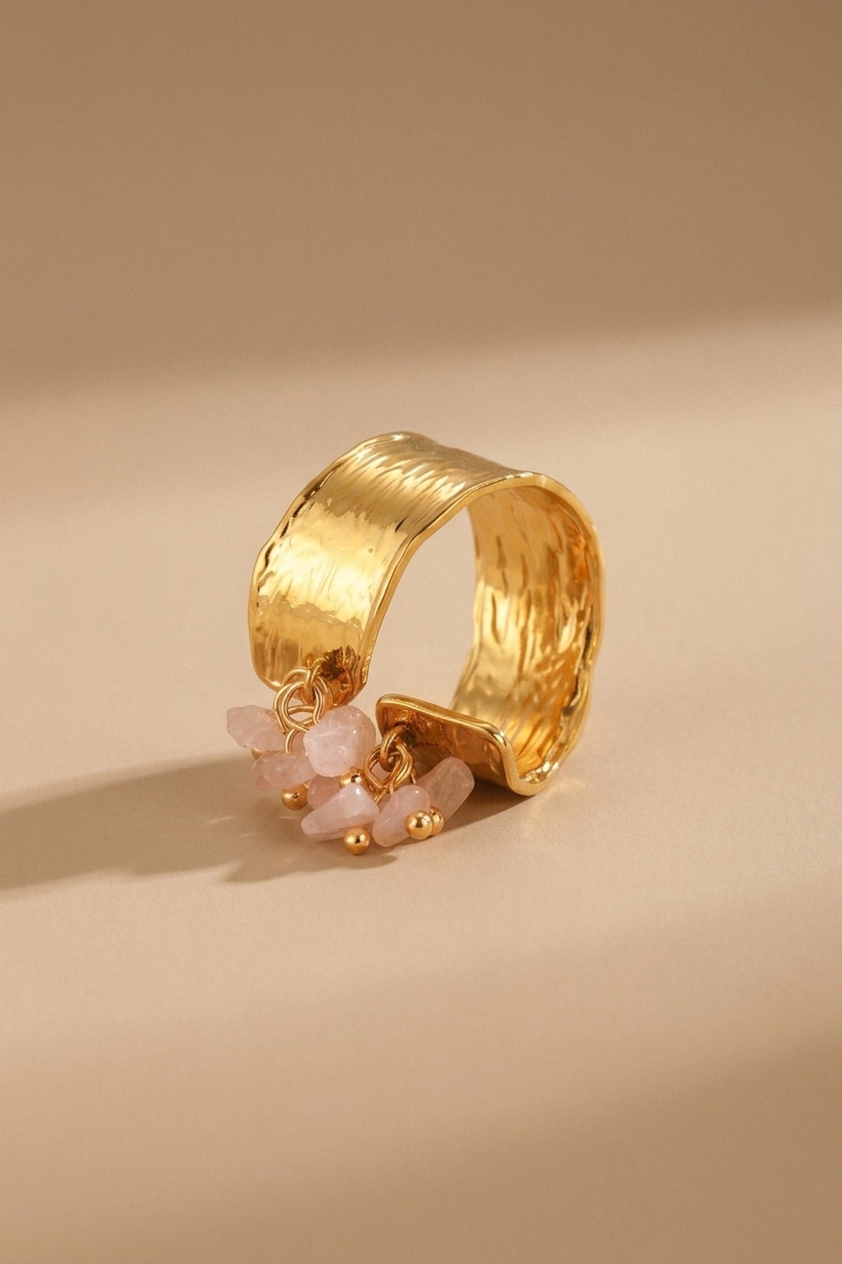 Pink Madum Natural Stone Adjustable Ring