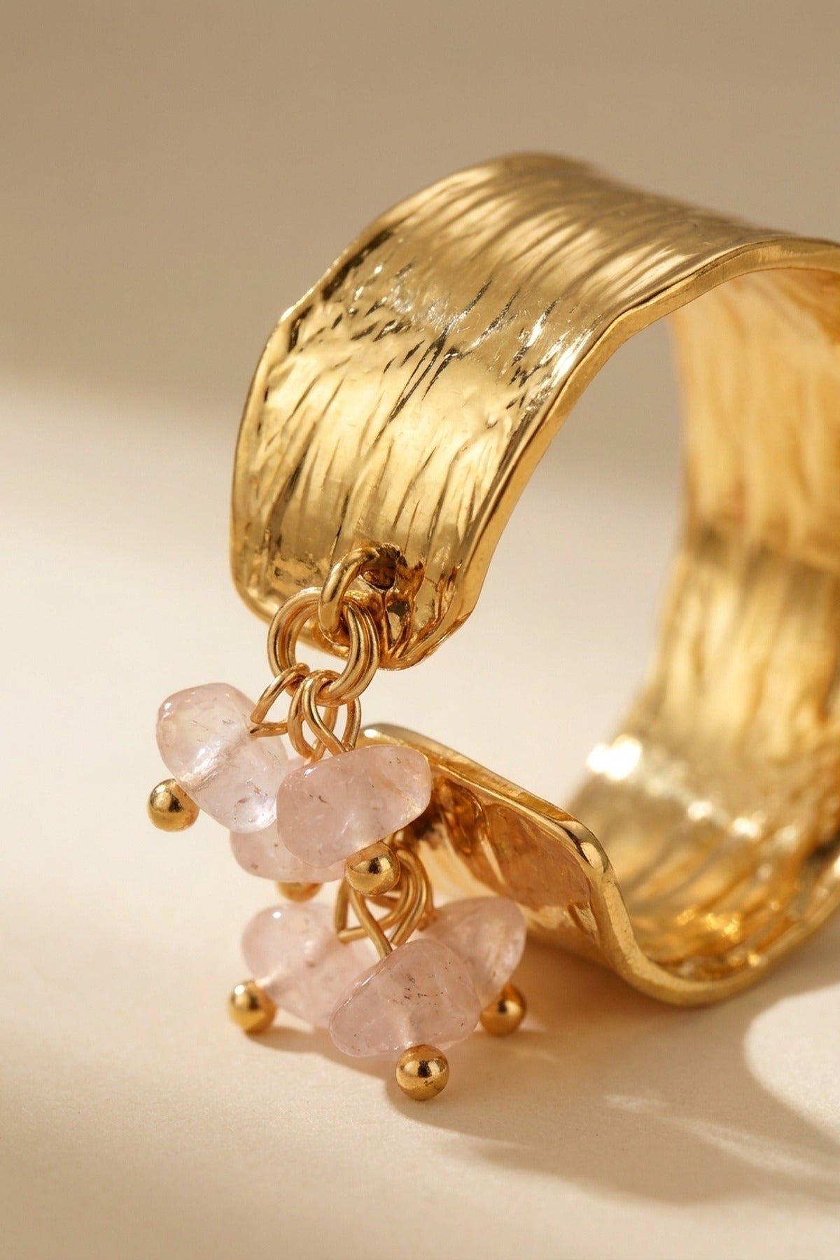 Pink Madum Natural Stone Adjustable Ring