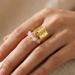 Pink Madum Natural Stone Adjustable Ring