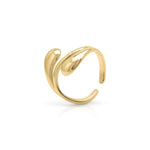 Elegant ARIIRA Agnes Water Drop Adjustable Ring with a fluid, gold design inspired by falling water, perfect for everyday wear.