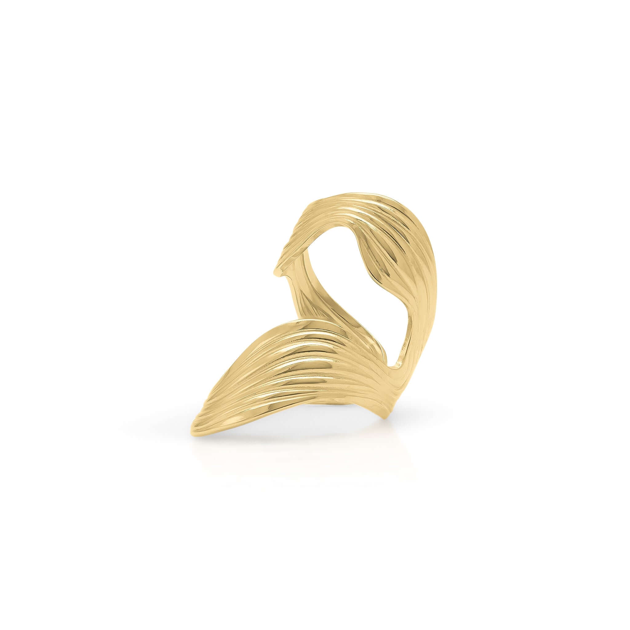 Liora Leaf Curve Statement Ring by ARIIRA, featuring a bold, textured design inspired by nature.