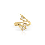 Lyra Crystal Branch Adjustable Ring by ARIIRA, featuring three round-cut crystals in a nature-inspired design.