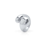 Elegant ARIIRA sculptural open dome ring with a polished mirror finish and fluid curves.