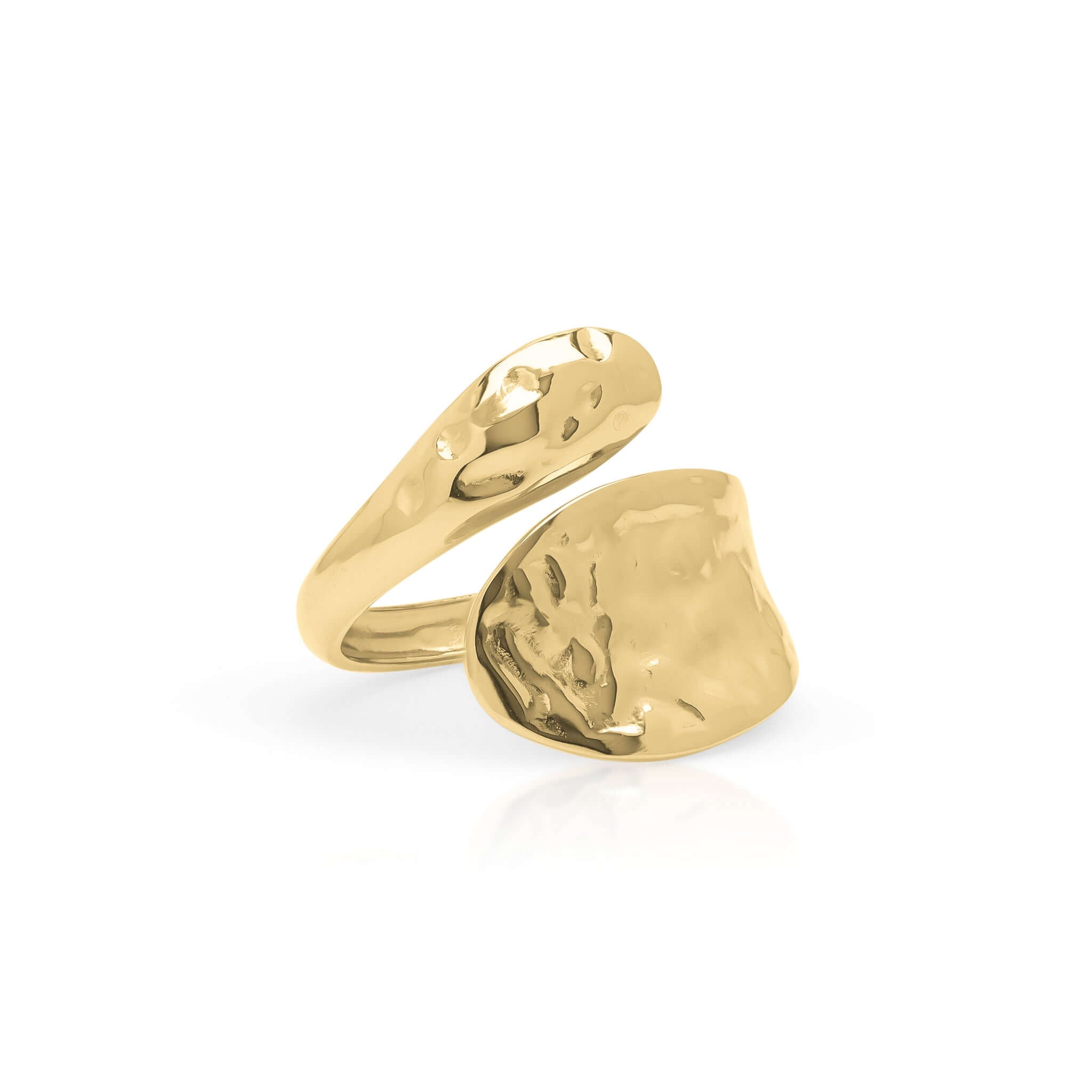 ARIIRA Nadia Hammered Sculptural Open Ring with organic texture and hammered finish, perfect for layering.