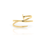Zehra Textured Spiral Wrap Ring by ARIIRA, showcasing a modern gold design with fluid, textured band for women.