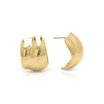 Gold sculpted mini hoop earrings by ARIIRA, featuring smooth curves and a modern finish, perfect for everyday wear.