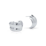 Sculpted silver mini hoop earrings by ARIIRA with smooth curves and modern design, perfect for everyday wear.