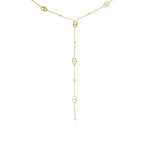 Mireya Y-drop necklace by ARIIRA featuring elegant oval motifs on a slender gold chain design.
